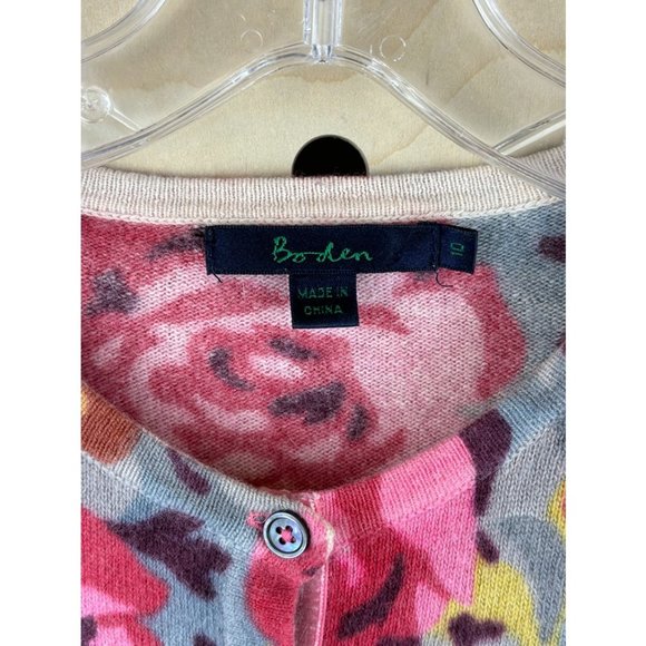 Boden Wool/Angora Floral Long Sleeve Knit Button Up Cardigan Sweater Size 10 - Picture 2 of 5